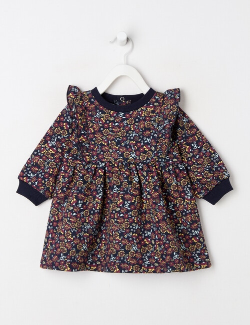 Teeny Weeny Swan Song Play Time Fleece Floral Dress, Midnight product photo