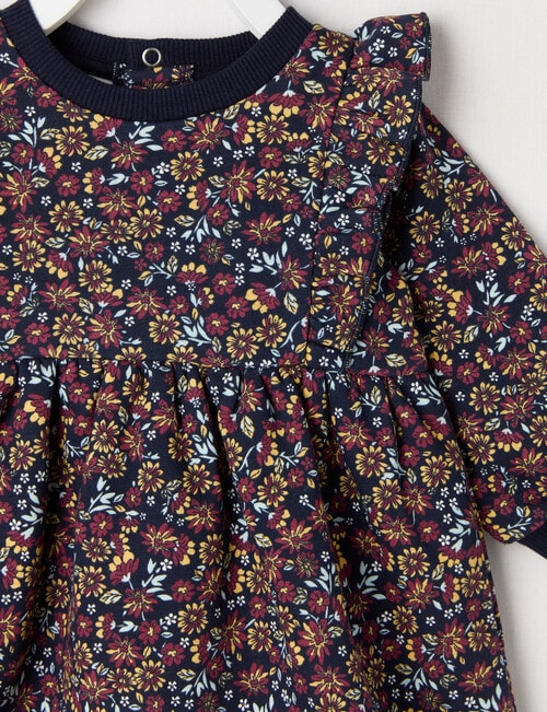 Teeny Weeny Swan Song Play Time Fleece Floral Dress, Midnight product photo View 02 L