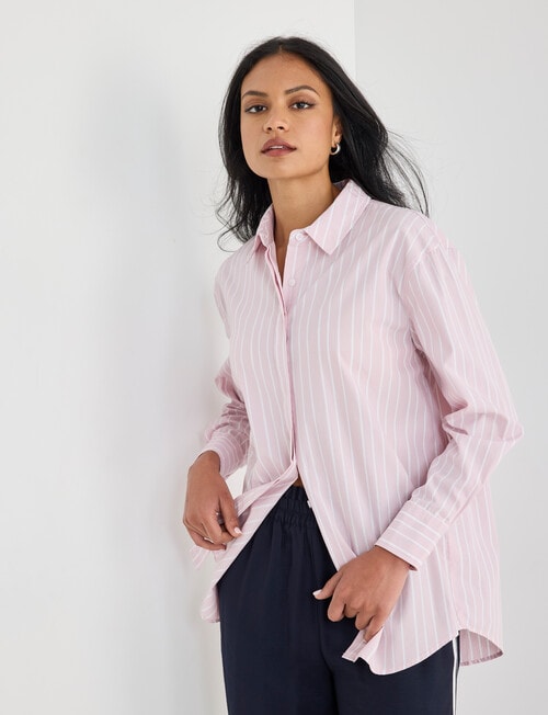 Whistle The Perfect Shirt Stripe, Pink Dusk product photo View 04 L