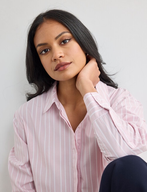 Whistle The Perfect Shirt Stripe, Pink Dusk product photo View 05 L
