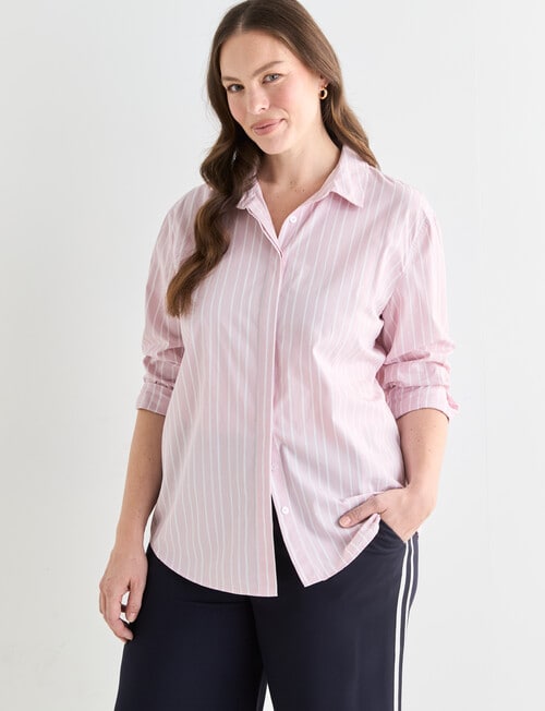 Whistle The Perfect Shirt Stripe, Pink Dusk product photo View 12 L