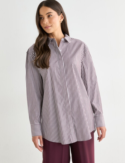 Whistle The Perfect Shirt Stripe, Dark Cherry product photo View 05 L