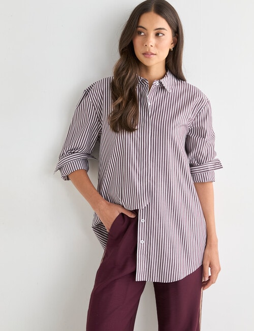 Whistle The Perfect Shirt Stripe, Dark Cherry product photo View 06 L
