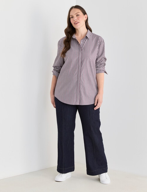 Whistle The Perfect Shirt Stripe, Dark Cherry product photo View 13 L