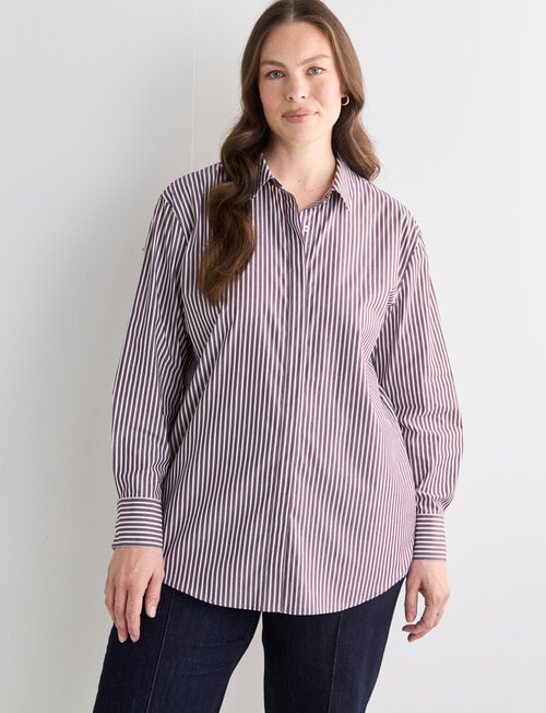 Whistle The Perfect Shirt Stripe, Dark Cherry product photo View 14 L
