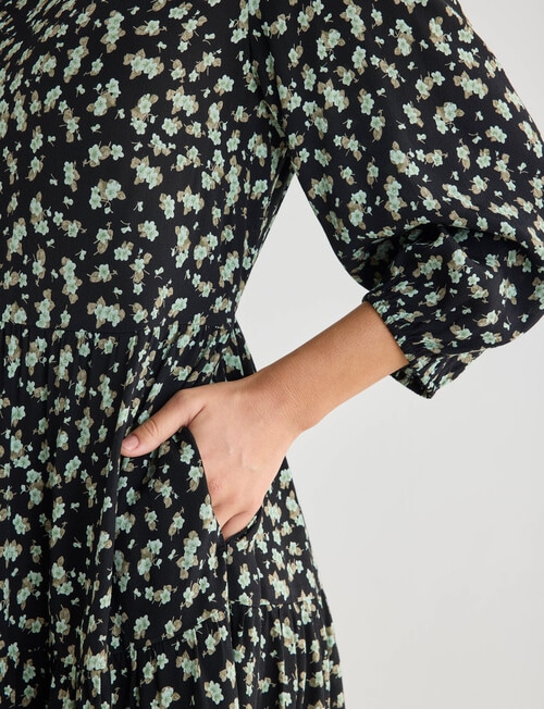 Whistle Ditsy Floral Tiered Dress, Green & Black product photo View 05 L