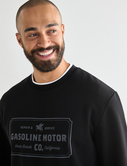 Gasoline Motor Crew Sweat, Black product photo View 04 L