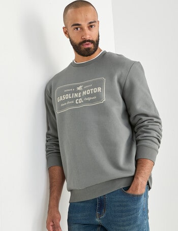 Gasoline Motor Crew Sweat, Khaki product photo