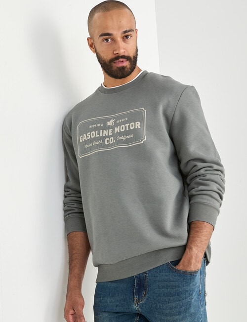 Gasoline Motor Crew Sweat, Khaki product photo