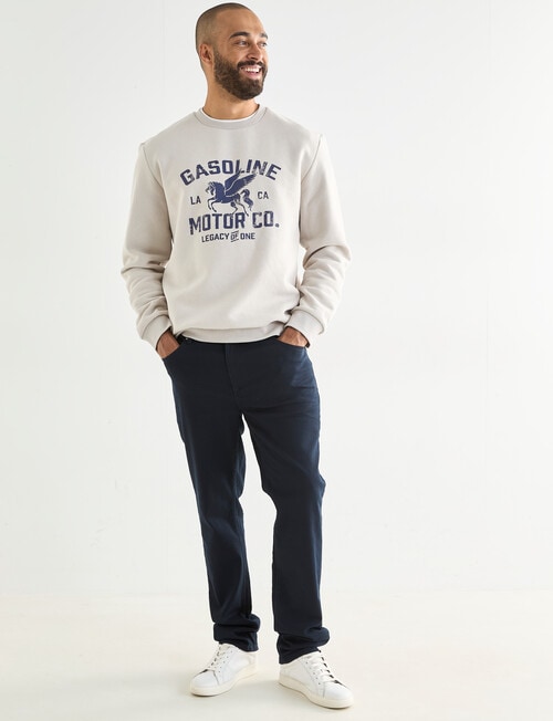 Gasoline Pegasus Crew Neck Sweat, Stone product photo View 03 L