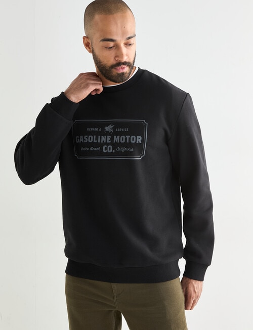 Gasoline Motor Crew Sweat, Black product photo View 05 L