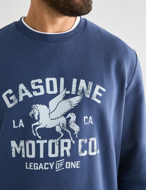 Gasoline Pegasus Crew Neck Sweat, Slate Blue product photo View 04 L