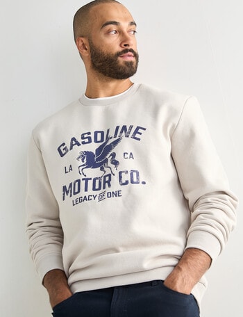 Gasoline Pegasus Crew Neck Sweat, Stone product photo
