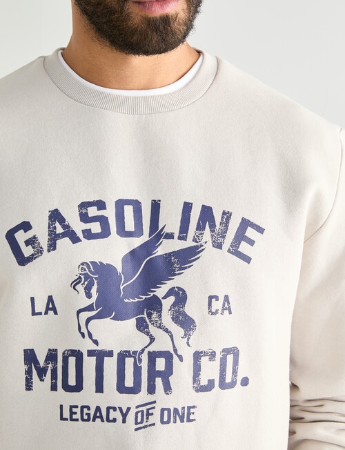 Gasoline Pegasus Crew Neck Sweat, Stone product photo View 04 L
