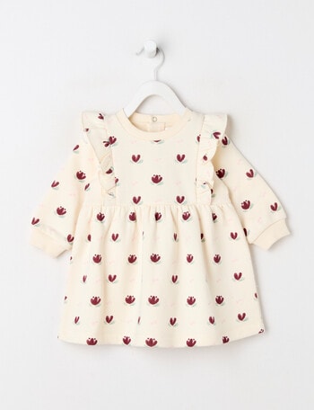 Teeny Weeny Swan Song Play Time Fleece Floral Dress, Vanilla product photo
