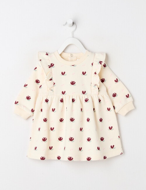 Teeny Weeny Swan Song Play Time Fleece Floral Dress, Vanilla product photo