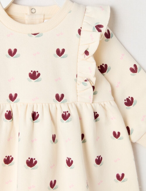 Teeny Weeny Swan Song Play Time Fleece Floral Dress, Vanilla product photo View 02 L