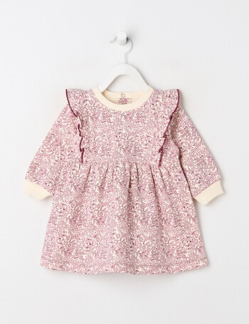 Teeny Weeny Swan Song Play Time Fleece Floral Dress, Cranberry product photo