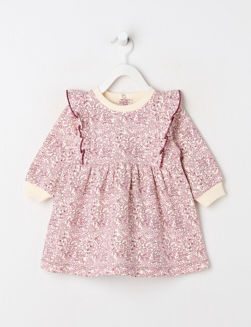 Teeny Weeny Swan Song Play Time Fleece Floral Dress, Cranberry product photo
