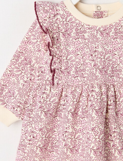 Teeny Weeny Swan Song Play Time Fleece Floral Dress, Cranberry product photo View 03 L