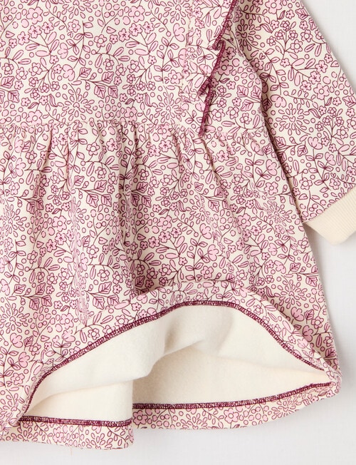 Teeny Weeny Swan Song Play Time Fleece Floral Dress, Cranberry product photo View 04 L
