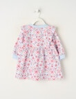 Teeny Weeny Swan Song Play Fleece Floral Dress, Pink & Blue product photo View 02 S