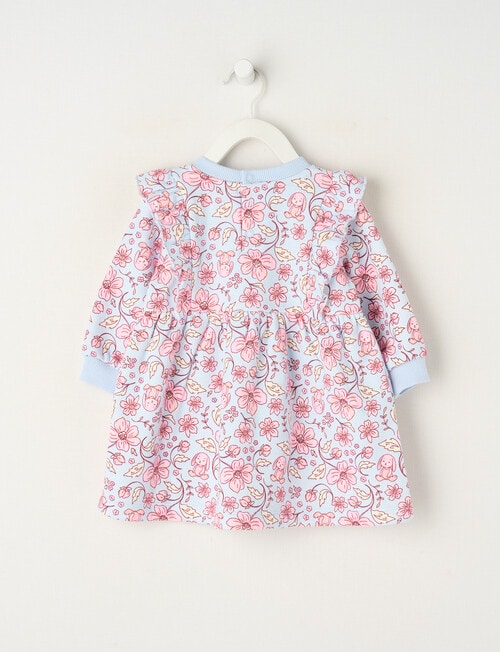 Teeny Weeny Swan Song Play Fleece Floral Dress, Pink & Blue product photo View 02 L
