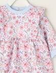 Teeny Weeny Swan Song Play Fleece Floral Dress, Pink & Blue product photo View 03 S