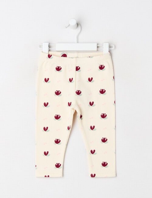 Teeny Weeny Swan Song Play Time Fleece Floral Legging, Vanilla product photo
