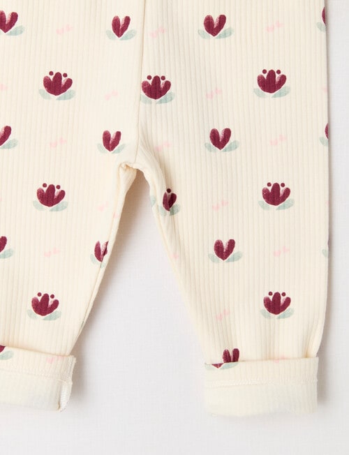 Teeny Weeny Swan Song Play Time Fleece Floral Legging, Vanilla product photo View 03 L