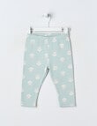 Teeny Weeny Swan Song Play Fleece Flower Legging, Green product photo