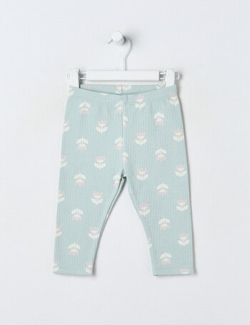 Teeny Weeny Swan Song Play Fleece Flower Legging, Green product photo