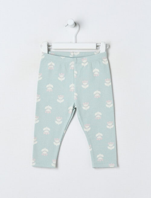 Teeny Weeny Swan Song Play Fleece Flower Legging, Green product photo