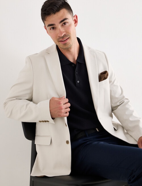Laidlaw + Leeds Cotton Stretch Blazer, Stone product photo