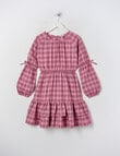 Switch Check Long Sleeve Bow Sleeve Dress, Berry product photo