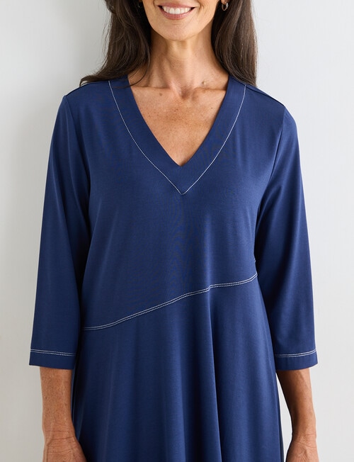 Ella J 3/4 Sleeve Knit Dress, Navy product photo View 04 L