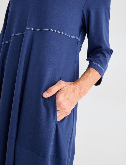 Ella J 3/4 Sleeve Knit Dress, Navy product photo View 05 L