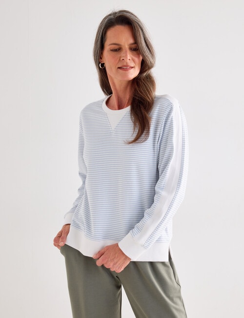 Ella J Striped Sweatshirt, Pale Blue Stripe product photo