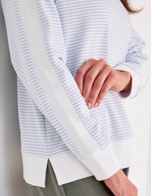 Ella J Striped Sweatshirt, Pale Blue Stripe product photo View 04 L