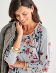 Ella J Soft Touch Top, Sage Floral product photo