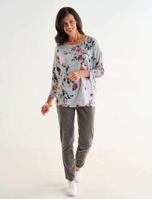 Ella J Soft Touch Top, Sage Floral product photo View 03 L