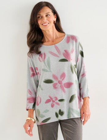 Ella J Soft Touch Top, Blush Print product photo