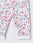 Teeny Weeny Swan Song Play Fleece Floral Legging, Blue & Pink product photo View 02 S