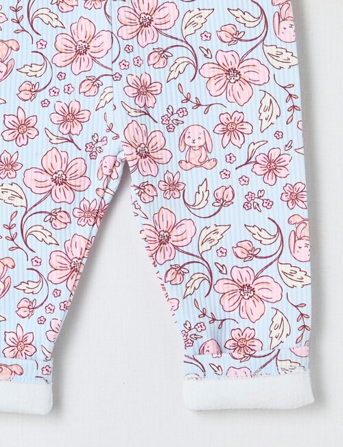 Teeny Weeny Swan Song Play Fleece Floral Legging, Blue & Pink product photo View 02 L