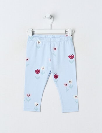 Teeny Weeny Swan Song Play Flower Legging, Blue & Pink product photo
