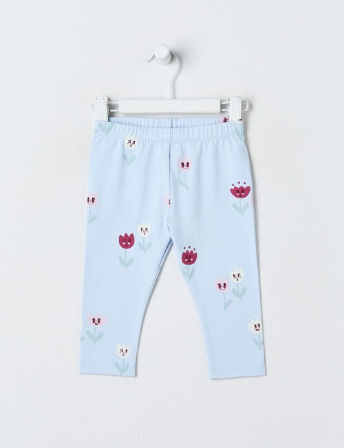 Teeny Weeny Swan Song Play Flower Legging, Blue & Pink product photo