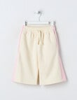 Teeny Weeny Swan Song Play Fleece Wide Leg Track Pant, Cream & Pink product photo