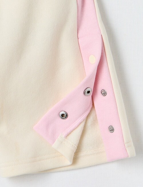 Teeny Weeny Swan Song Play Fleece Wide Leg Track Pant, Cream & Pink product photo View 03 L