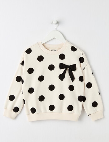 Mac & Ellie Spots Crew Neck Bow Sweatshirt, Natural product photo