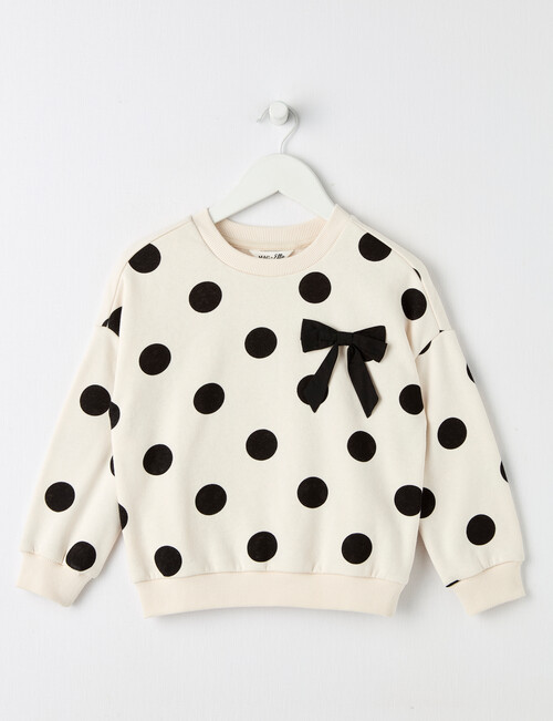 Mac & Ellie Spots Crew Neck Bow Sweatshirt, Natural product photo
